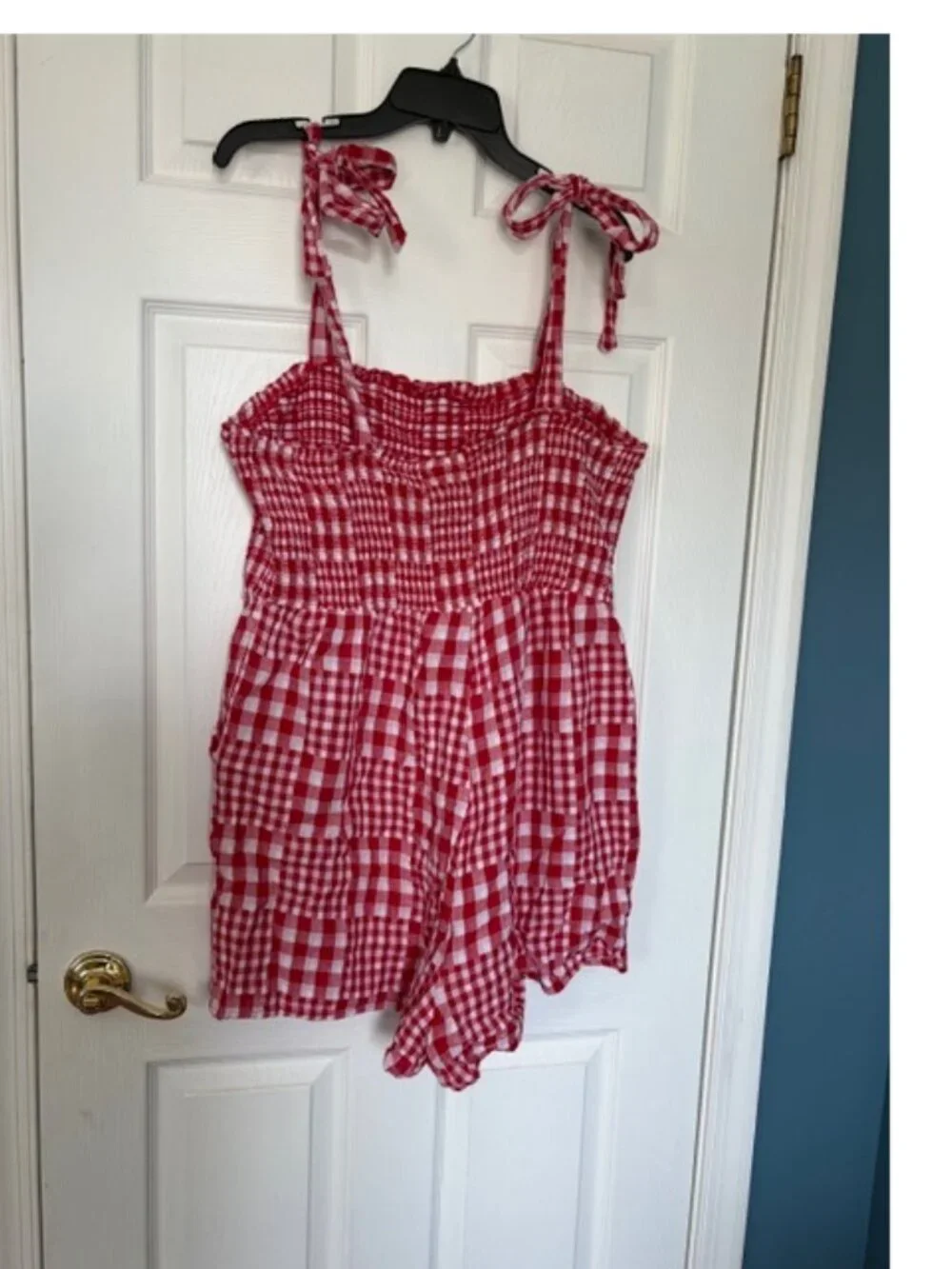 Old Navy red checked romper- size XL - Picture 3 of 5